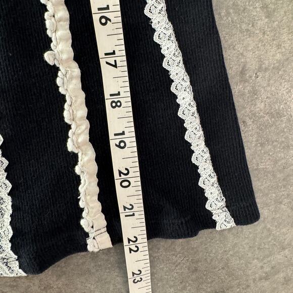 Vintage Y2K Ribbed Coquette Lace Black White Tank Top Made in USA Women's Small - Picture 5 of 5